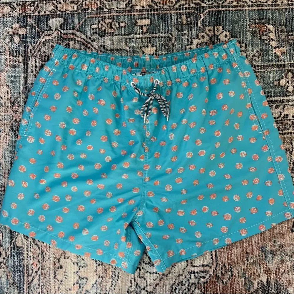Boardies Polka Maya Mid Length Swim Short Size XL 5” Inseam Aqua Blue Orange